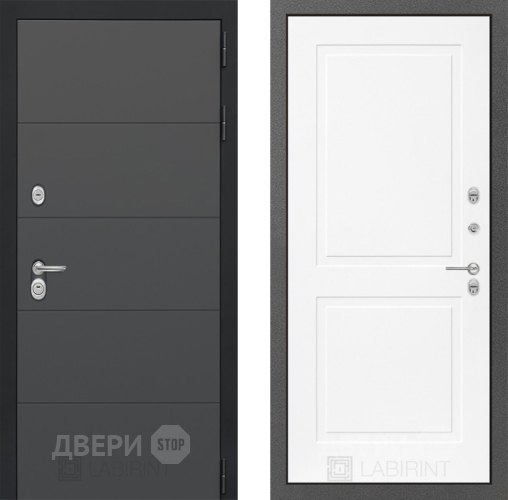 Входная металлическая Дверь Лабиринт (LABIRINT) Art 11 Белый софт в Жуковский