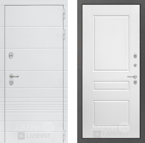 Входная металлическая Дверь Лабиринт (LABIRINT) Трендо 03 Белый софт в Жуковский