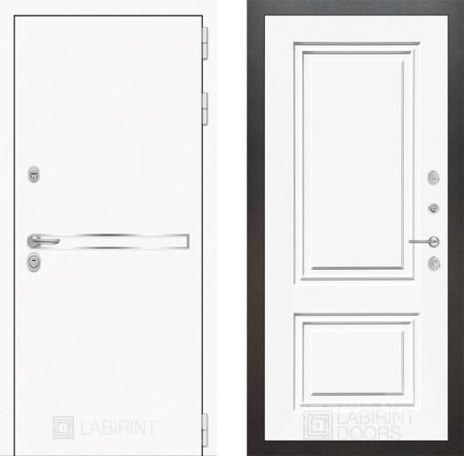 Входная металлическая Дверь Лабиринт (LABIRINT) Лайн White 26 Белый (RAL-9003) в Жуковский