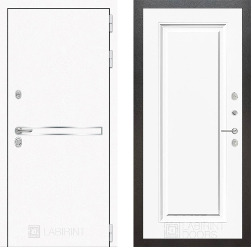 Входная металлическая Дверь Лабиринт (LABIRINT) Лайн White 27 Белый (RAL-9003) в Жуковский