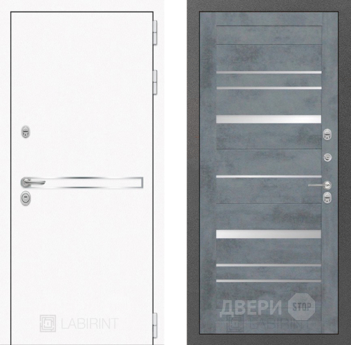Входная металлическая Дверь Лабиринт (LABIRINT) Лайн White 20 Бетон темный в Жуковский