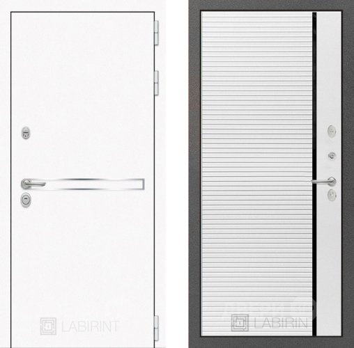 Входная металлическая Дверь Лабиринт (LABIRINT) Лайн White 22 Белый софт в Жуковский