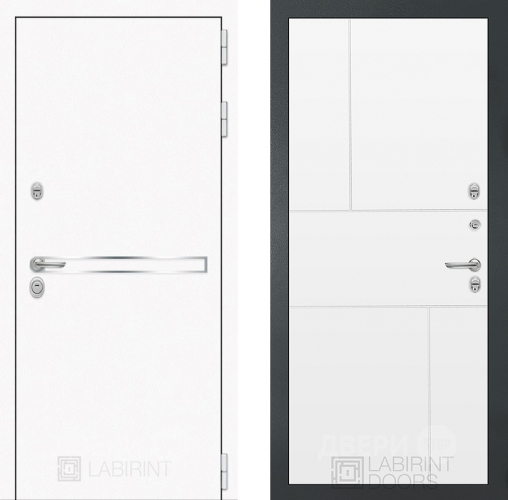 Входная металлическая Дверь Лабиринт (LABIRINT) Лайн White 21 Белый софт в Жуковский