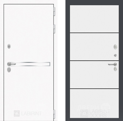 Входная металлическая Дверь Лабиринт (LABIRINT) Лайн White 25 Белый софт в Жуковский