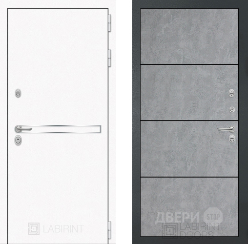 Входная металлическая Дверь Лабиринт (LABIRINT) Лайн White 25 Бетон светлый в Жуковский