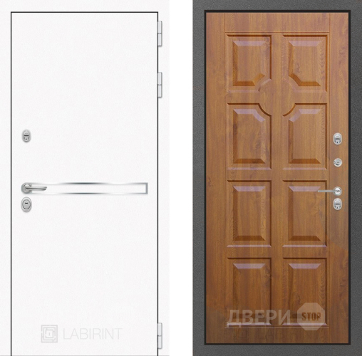 Входная металлическая Дверь Лабиринт (LABIRINT) Лайн White 17 Дуб золото в Жуковский