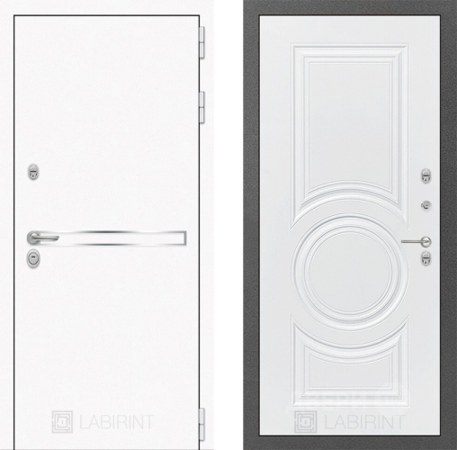Входная металлическая Дверь Лабиринт (LABIRINT) Лайн White 23 Белый софт в Жуковский