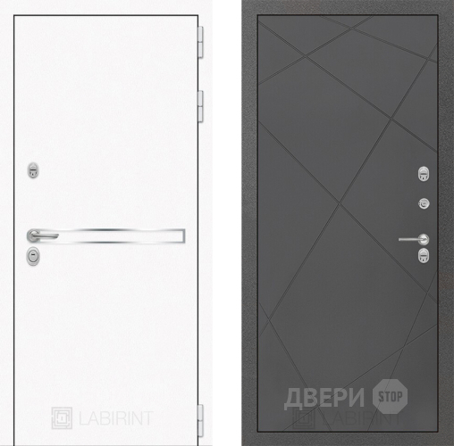 Входная металлическая Дверь Лабиринт (LABIRINT) Лайн White 24 Графит софт в Жуковский