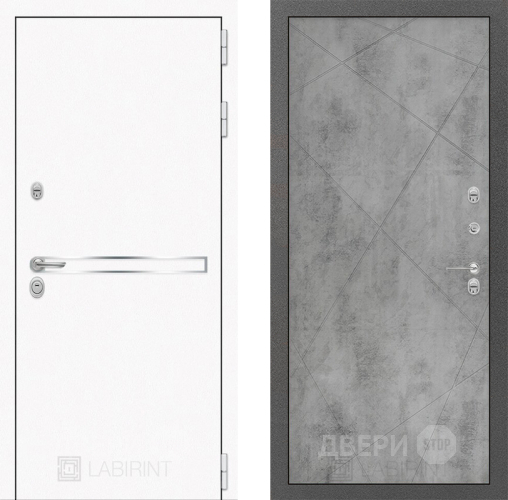 Входная металлическая Дверь Лабиринт (LABIRINT) Лайн White 24 Бетон светлый в Жуковский