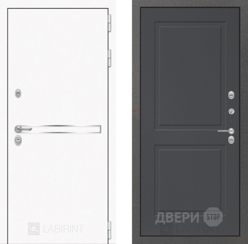 Входная металлическая Дверь Лабиринт (LABIRINT) Лайн White 11 Графит софт в Жуковский