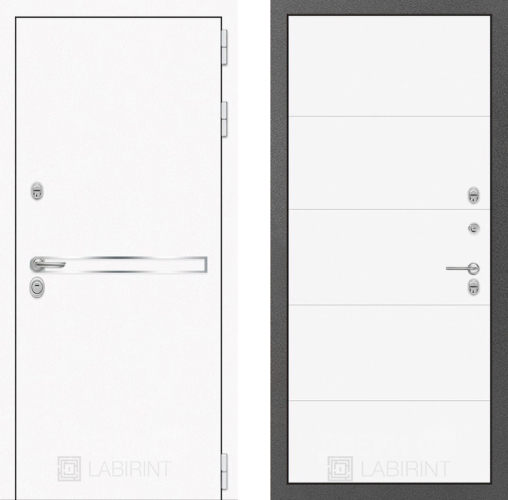 Входная металлическая Дверь Лабиринт (LABIRINT) Лайн White 13 Белый софт в Жуковский