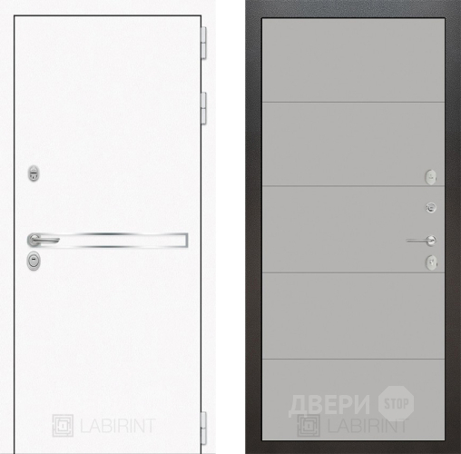 Входная металлическая Дверь Лабиринт (LABIRINT) Лайн White 13 Грей софт в Жуковский