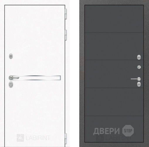 Входная металлическая Дверь Лабиринт (LABIRINT) Лайн White 13 Графит софт в Жуковский