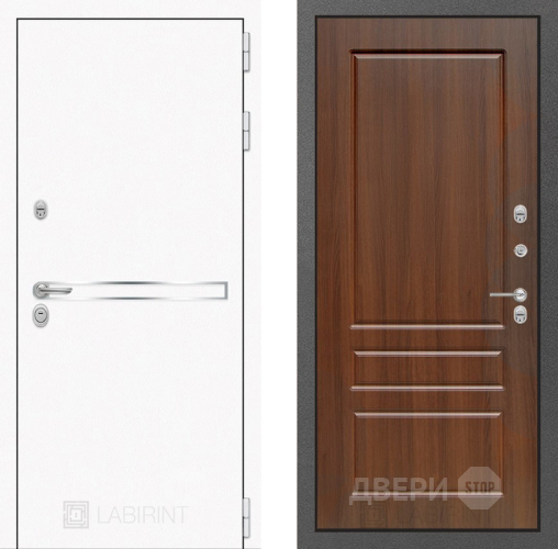 Входная металлическая Дверь Лабиринт (LABIRINT) Лайн White 03 Орех бренди в Жуковский