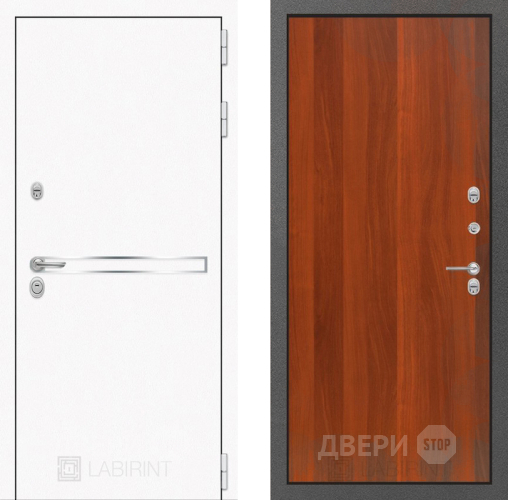 Входная металлическая Дверь Лабиринт (LABIRINT) Лайн White 05 Итальянский орех в Жуковский