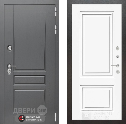 Входная металлическая Дверь Лабиринт (LABIRINT) Платинум 26 Белый (RAL-9003) в Жуковский