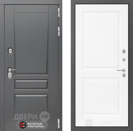 Входная металлическая Дверь Лабиринт (LABIRINT) Платинум 11 Белый софт в Жуковский