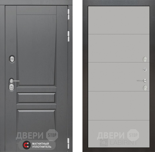 Входная металлическая Дверь Лабиринт (LABIRINT) Платинум 13 Грей софт в Жуковский