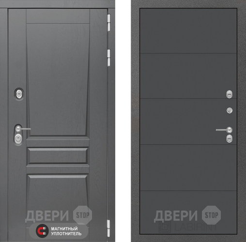 Входная металлическая Дверь Лабиринт (LABIRINT) Платинум 13 Графит софт в Жуковский