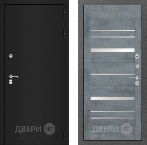 Входная металлическая Дверь Лабиринт (LABIRINT) Classic шагрень черная 20 Бетон темный в Жуковский
