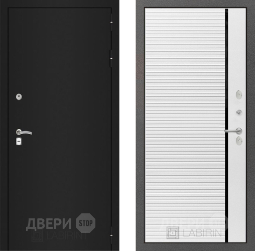 Входная металлическая Дверь Лабиринт (LABIRINT) Classic шагрень черная 22 Белый софт в Жуковский