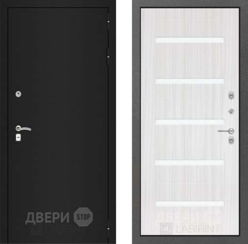 Входная металлическая Дверь Лабиринт (LABIRINT) Classic шагрень черная 01 Сандал белый в Жуковский
