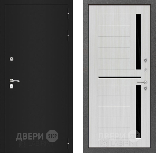 Входная металлическая Дверь Лабиринт (LABIRINT) Classic шагрень черная 02 Сандал белый в Жуковский