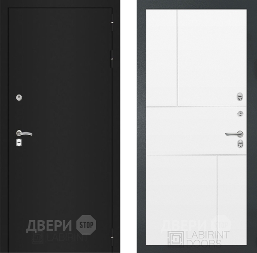 Входная металлическая Дверь Лабиринт (LABIRINT) Classic шагрень черная 21 Белый софт в Жуковский