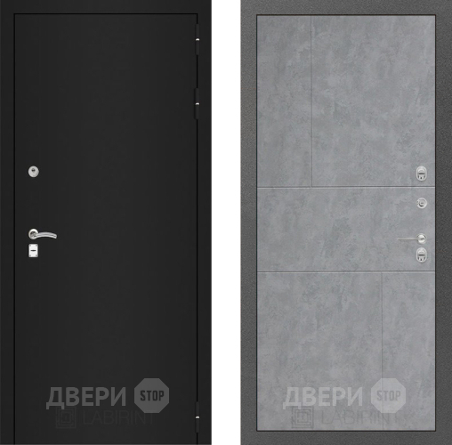 Входная металлическая Дверь Лабиринт (LABIRINT) Classic шагрень черная 21 Бетон светлый в Жуковский