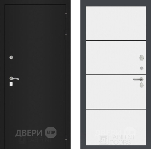 Входная металлическая Дверь Лабиринт (LABIRINT) Classic шагрень черная 25 Белый софт в Жуковский