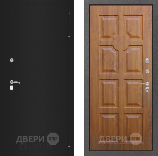 Входная металлическая Дверь Лабиринт (LABIRINT) Classic шагрень черная 17 Дуб золото в Жуковский