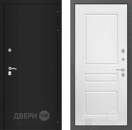 Входная металлическая Дверь Лабиринт (LABIRINT) Classic шагрень черная 03 Белый софт в Жуковский