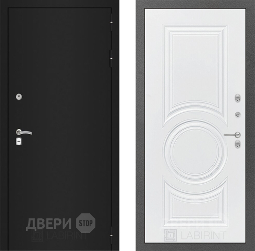 Входная металлическая Дверь Лабиринт (LABIRINT) Classic шагрень черная 23 Белый софт в Жуковский