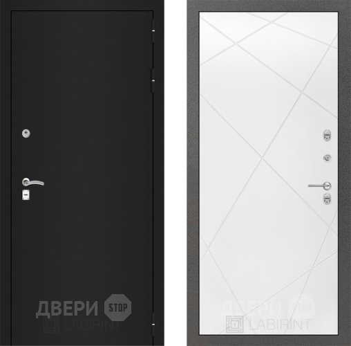 Входная металлическая Дверь Лабиринт (LABIRINT) Classic шагрень черная 24 Белый софт в Жуковский