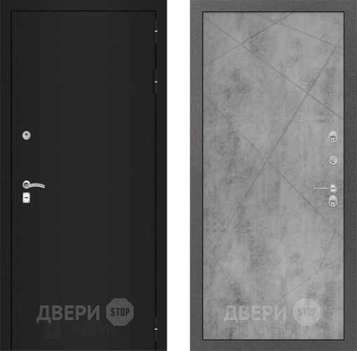 Входная металлическая Дверь Лабиринт (LABIRINT) Classic шагрень черная 24 Бетон светлый в Жуковский
