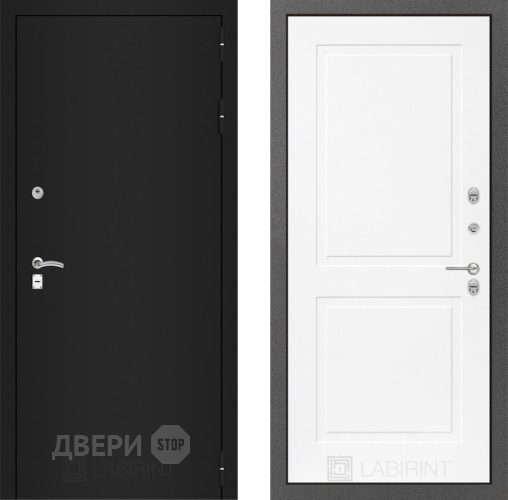 Входная металлическая Дверь Лабиринт (LABIRINT) Classic шагрень черная 11 Белый софт в Жуковский
