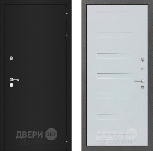 Дверь Лабиринт (LABIRINT) Classic шагрень черная 14 Дуб кантри белый горизонтальный в Жуковский