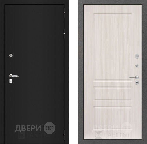Входная металлическая Дверь Лабиринт (LABIRINT) Classic шагрень черная 03 Сандал белый в Жуковский
