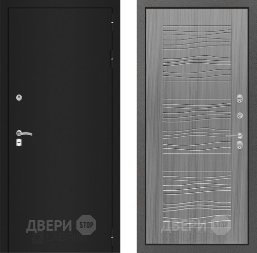 Входная металлическая Дверь Лабиринт (LABIRINT) Classic шагрень черная 06 Сандал грей в Жуковский