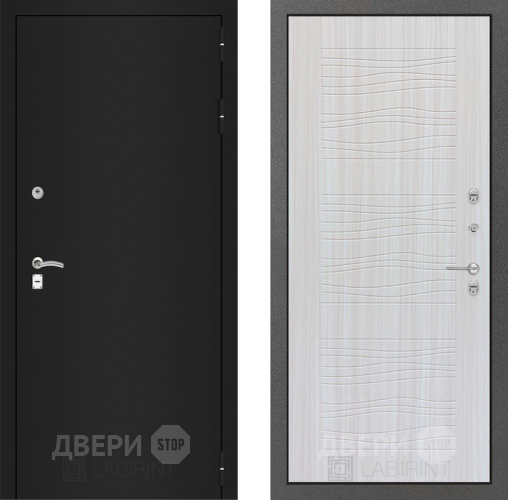 Входная металлическая Дверь Лабиринт (LABIRINT) Classic шагрень черная 06 Сандал белый в Жуковский