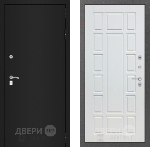 Входная металлическая Дверь Лабиринт (LABIRINT) Classic шагрень черная 12 Белое дерево в Жуковский