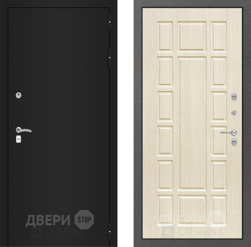 Входная металлическая Дверь Лабиринт (LABIRINT) Classic шагрень черная 12 Беленый дуб в Жуковский