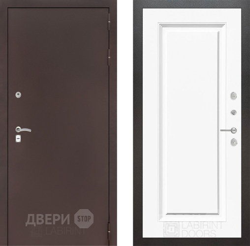 Входная металлическая Дверь Лабиринт (LABIRINT) Classic антик медь 27 Белый (RAL-9003) в Жуковский