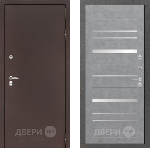 Входная металлическая Дверь Лабиринт (LABIRINT) Classic антик медь 20 Бетон светлый в Жуковский