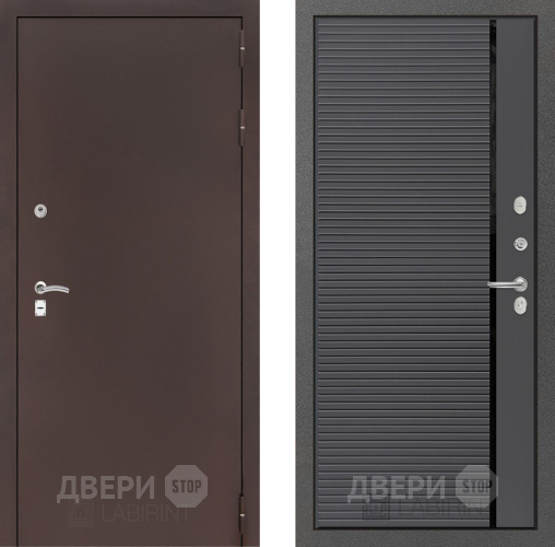 Входная металлическая Дверь Лабиринт (LABIRINT) Classic антик медь 22 Графит софт в Жуковский