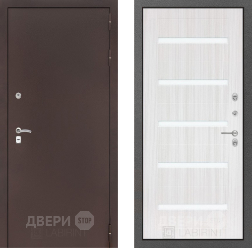 Входная металлическая Дверь Лабиринт (LABIRINT) Classic антик медь 01 Сандал белый в Жуковский