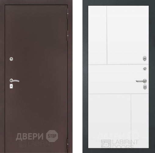 Входная металлическая Дверь Лабиринт (LABIRINT) Classic антик медь 21 Белый софт в Жуковский