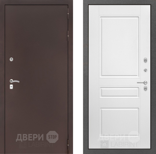 Входная металлическая Дверь Лабиринт (LABIRINT) Classic антик медь 03 Белый софт в Жуковский