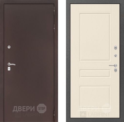 Входная металлическая Дверь Лабиринт (LABIRINT) Classic антик медь 03 Крем софт в Жуковский