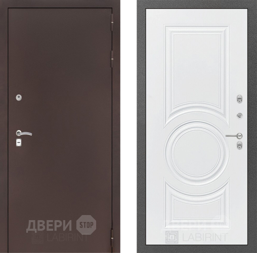 Входная металлическая Дверь Лабиринт (LABIRINT) Classic антик медь 23 Белый софт в Жуковский
